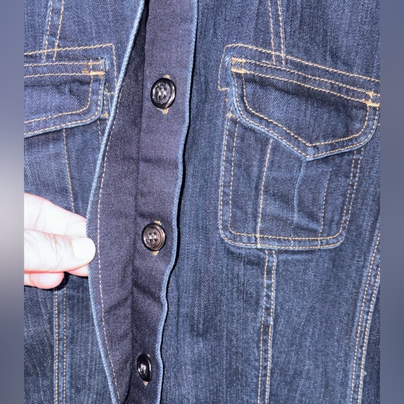 Chico’s Platinum Denim Jacket – Size 2 – Dark Wash Stretch Denim - Picture 4 of 9